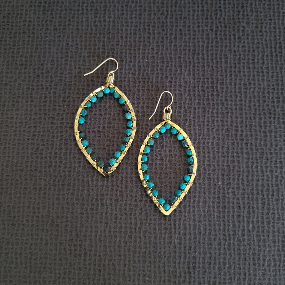 Blue💙-Green💚 Turquoise Teardrop💦 Earrings